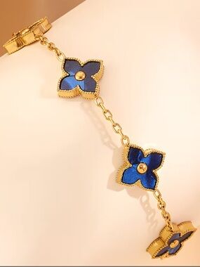 Kohl's Gold-Tone Bracelet with Blue Enamel Floral Charms